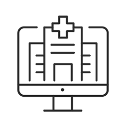 Icon of a medical chart within a computer screen