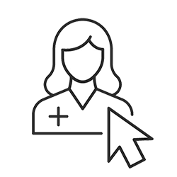 Icon of a healthcare provider with a computer cursor