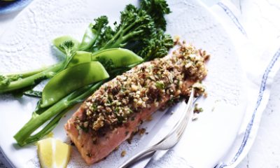 Walnut rosemary crusted salmon