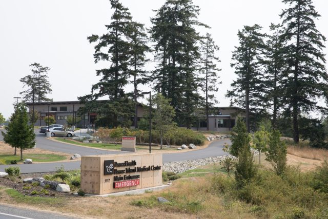 Exterior front entrance view of peace island medical center in Friday Harbor, Washington