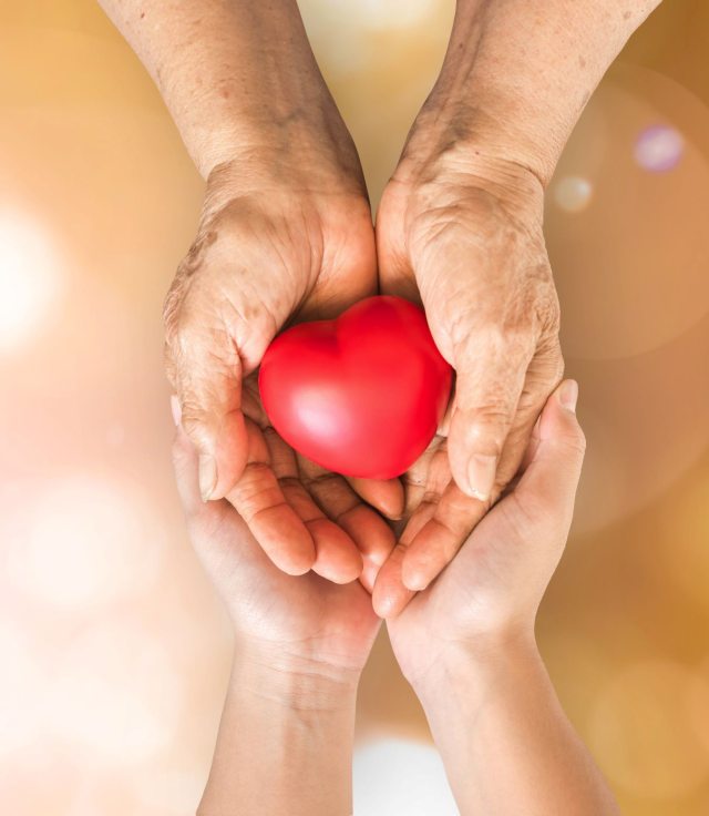 Hands lovingly cradling a heart