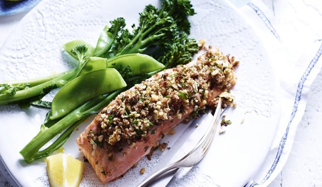 Walnut rosemary crusted salmon